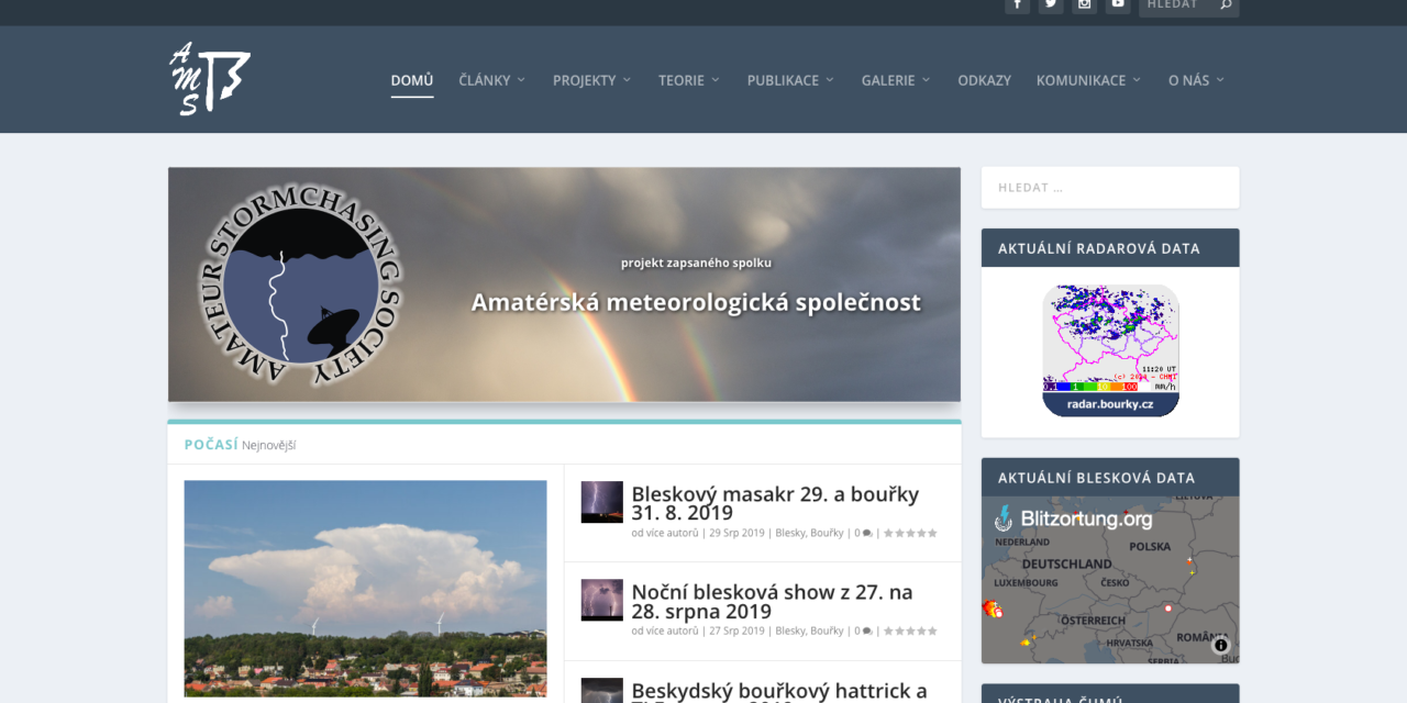 Nové webové stránky Amatérské meteorologické společnosti